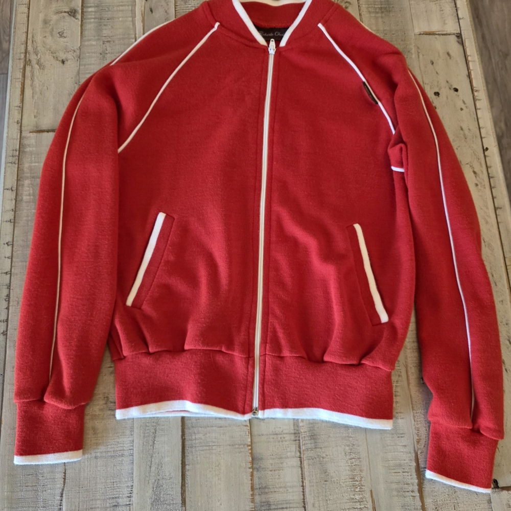 Vintage Red Lightweight Zip-Front Shirt Jacket